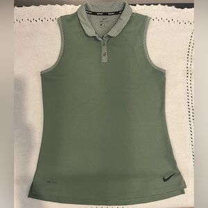 Nike Women's Sleeveless Dri-FIT Polo Tank Top - Olive Green medium